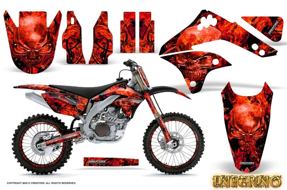 Kawasaki KX450F 06 08 Graphics Kit Inferno Red NP Rims